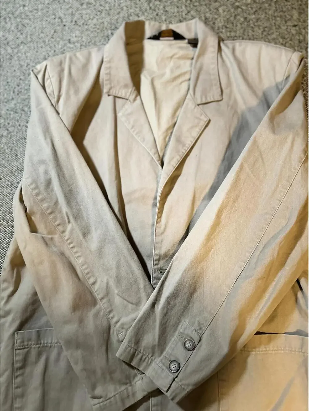 Men's Large Eddie Bauer Tan 100% Cotton Button Up‎ Jacket L
